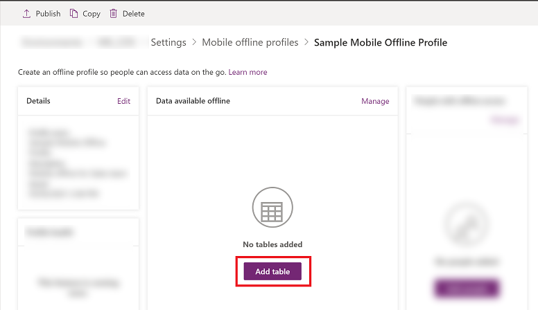 Afegeix una taula al perfil.
