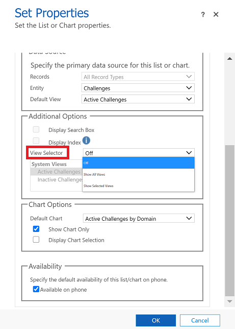 Editar el selector de visualitzacions.