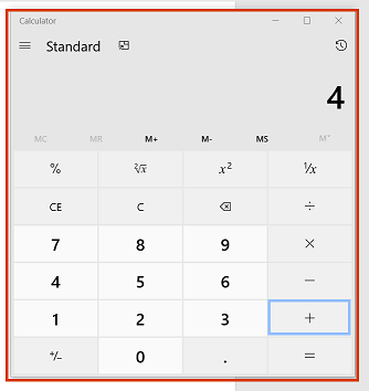 Captura de pantalla de l'aplicació de la calculadora.
