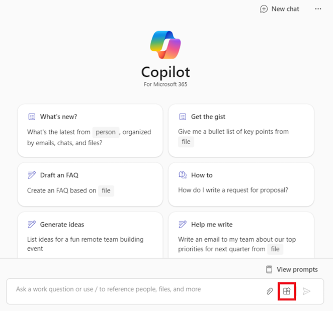Captura de pantalla de l'aplicació Copilot for Microsoft 365 Chat.
