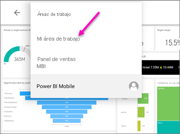 Screenshot shows the breadcrumb menu on an Android tablet with My Workspace called out.