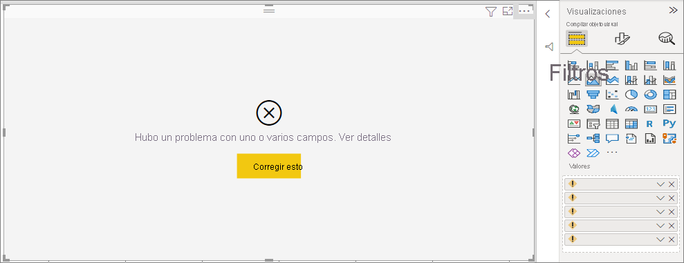 Captura de pantalla que muestra el error