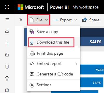 Captura de pantalla del elemento de menú Descargar este archivo.