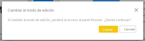 Captura de pantalla del cuadro de diálogo Cambiar al modo de edición.