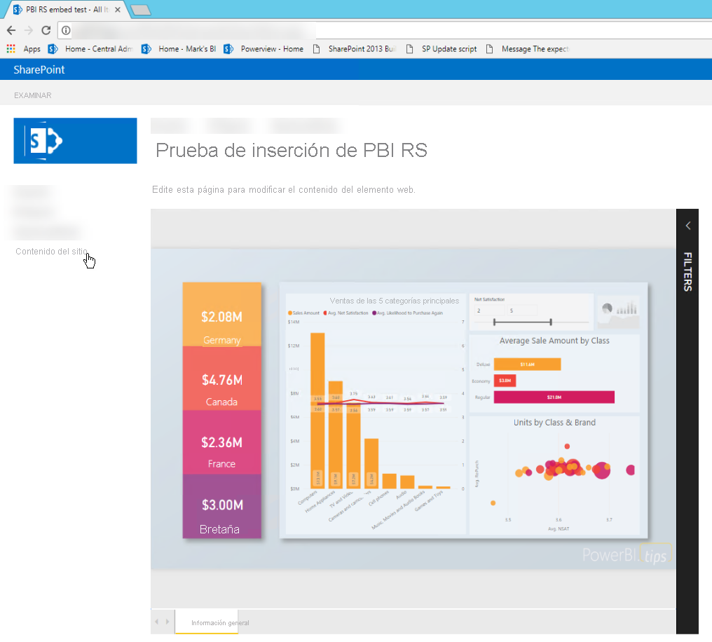 Captura de pantalla del ejemplo de iFrame.