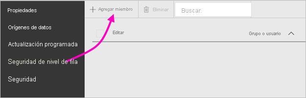 Captura de pantalla que muestra cómo administrar la seguridad de nivel de fila.