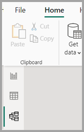 Captura de pantalla del icono de vista Modelado en Power BI Desktop.