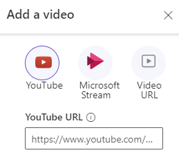El menú Afegeix un vídeo amb una adreça URL emplenada prèviament.