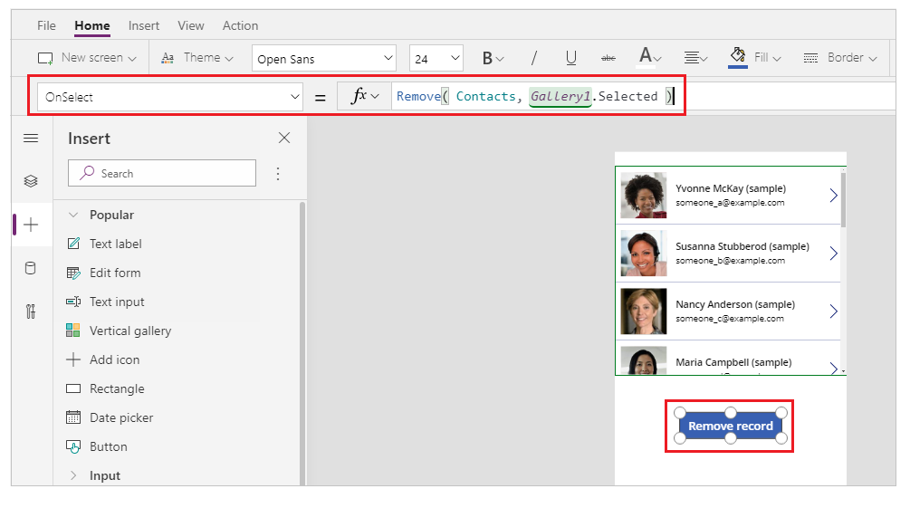 Configurar la propietat OnSelect del control de botó