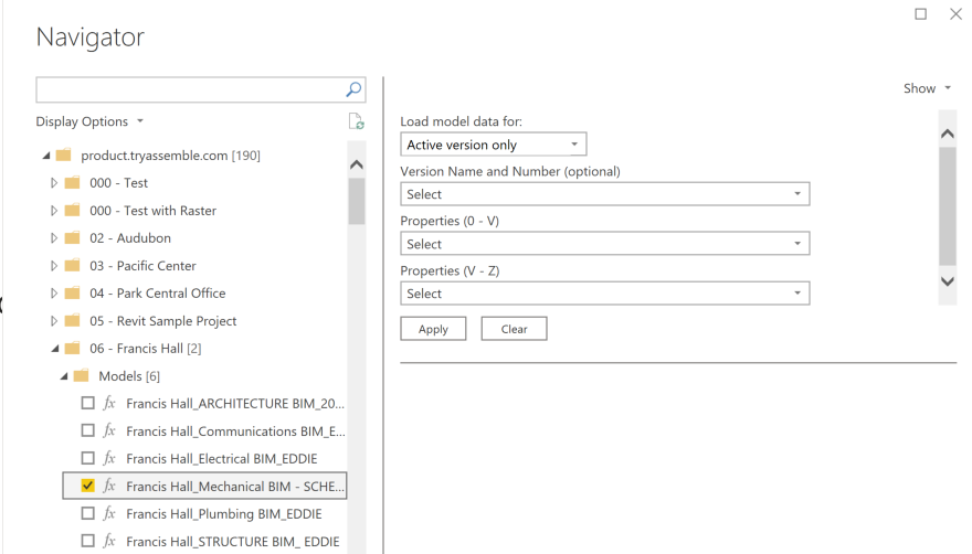 Captura de pantalla que muestra dónde seleccionar modelos que se van a incluir.