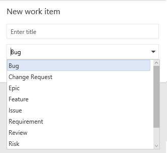 Add work item from a New work item widget