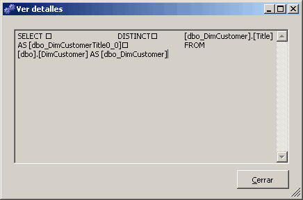 Consulta utilizada para procesar el atributo de dimensión