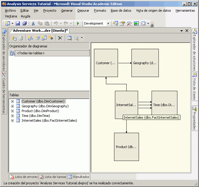 Vista de origen de datos del Diseñador de vistas de origen de datos