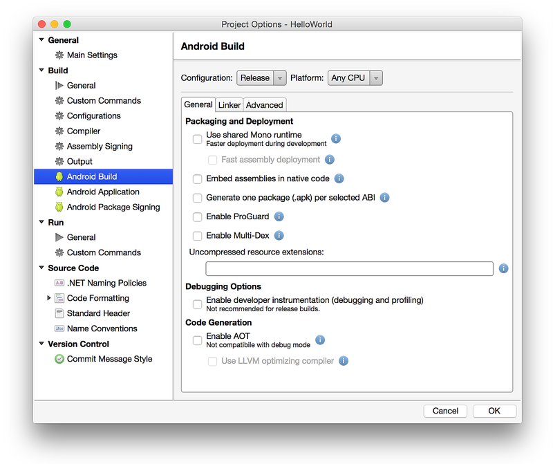 Propiedades de empaquetado