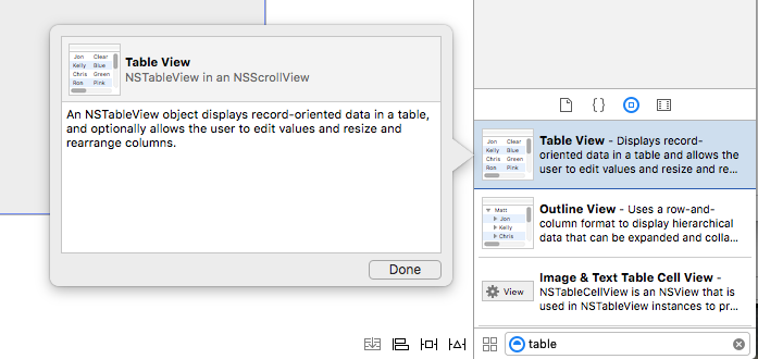 Selección de una vista de tabla en la biblioteca