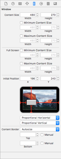 Establecer el tamaño y la ubicación predeterminados