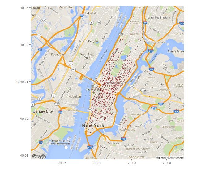 plotting taxi rides using a custom R function Trazado de transporte en taxi con una función personalizada de R