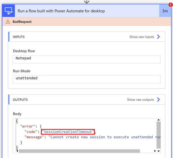 Detalles del código de error SessionCreationTimeout.