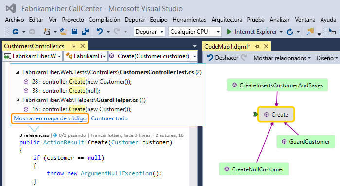 CodeLens - References on code map