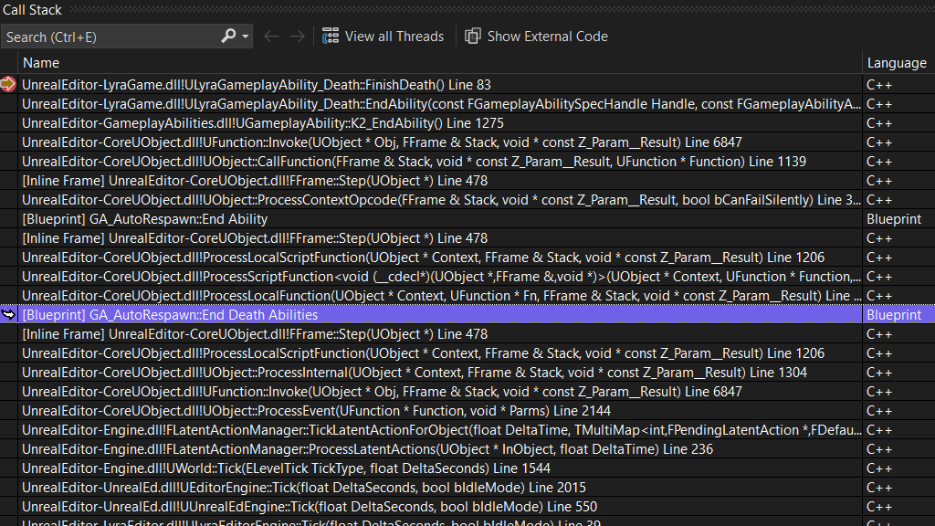 Depurador de planos técnicos de Unreal Engine