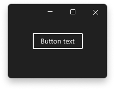 Una ventana con un botón que utiliza el color de la superficie 3D y texto del botón que utiliza el color de texto del botón.