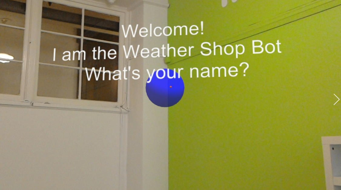 Captura de pantalla que muestra la comunicación a través de una aplicación Windows Mixed Reality.