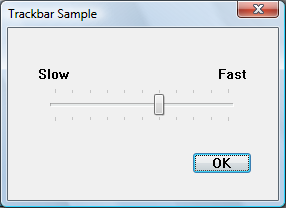 captura de pantalla de una barra de seguimiento con etiquetas en los extremos para ralentizar y rápido