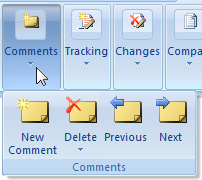 captura de pantalla del comando comentarios en el contenedor emergente 
