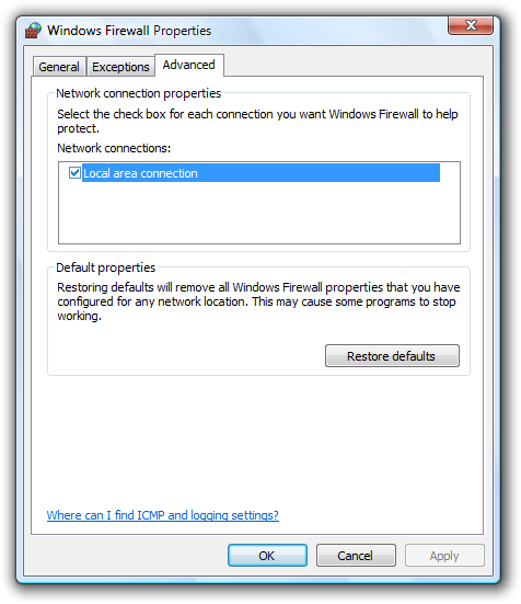 captura de pantalla de la pestaña con el botón restaurar valores predeterminados 
