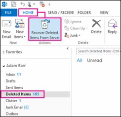 Recover deleted items in Outlook for Windows.