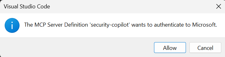 Image to select allow server to authenticate to Security Copilot