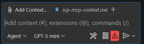 Image to show the MCP context file added in the prompt bar