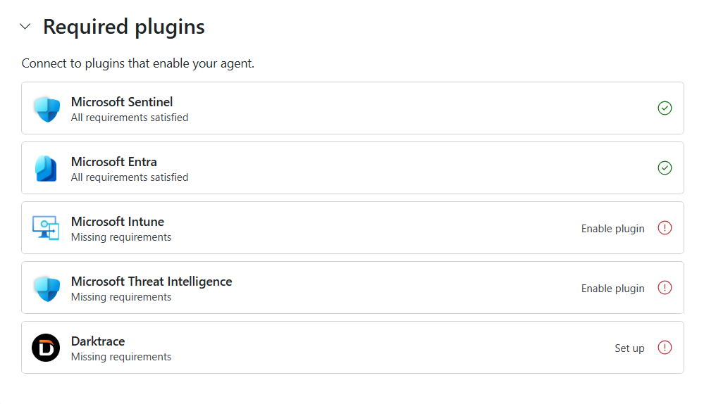 Screenshot of the testing tab to enable the required plugins in Security Copilot