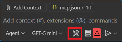 Image to show the agent tools in chat