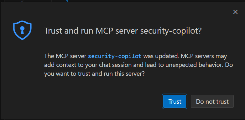 Image to select Trust server in VS code