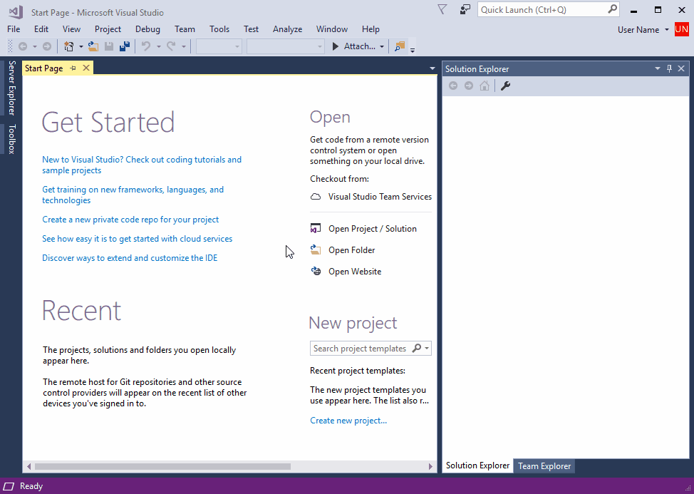 Open the New Project dialog Use the File, New, Project command to open the Property Pages dialog.
