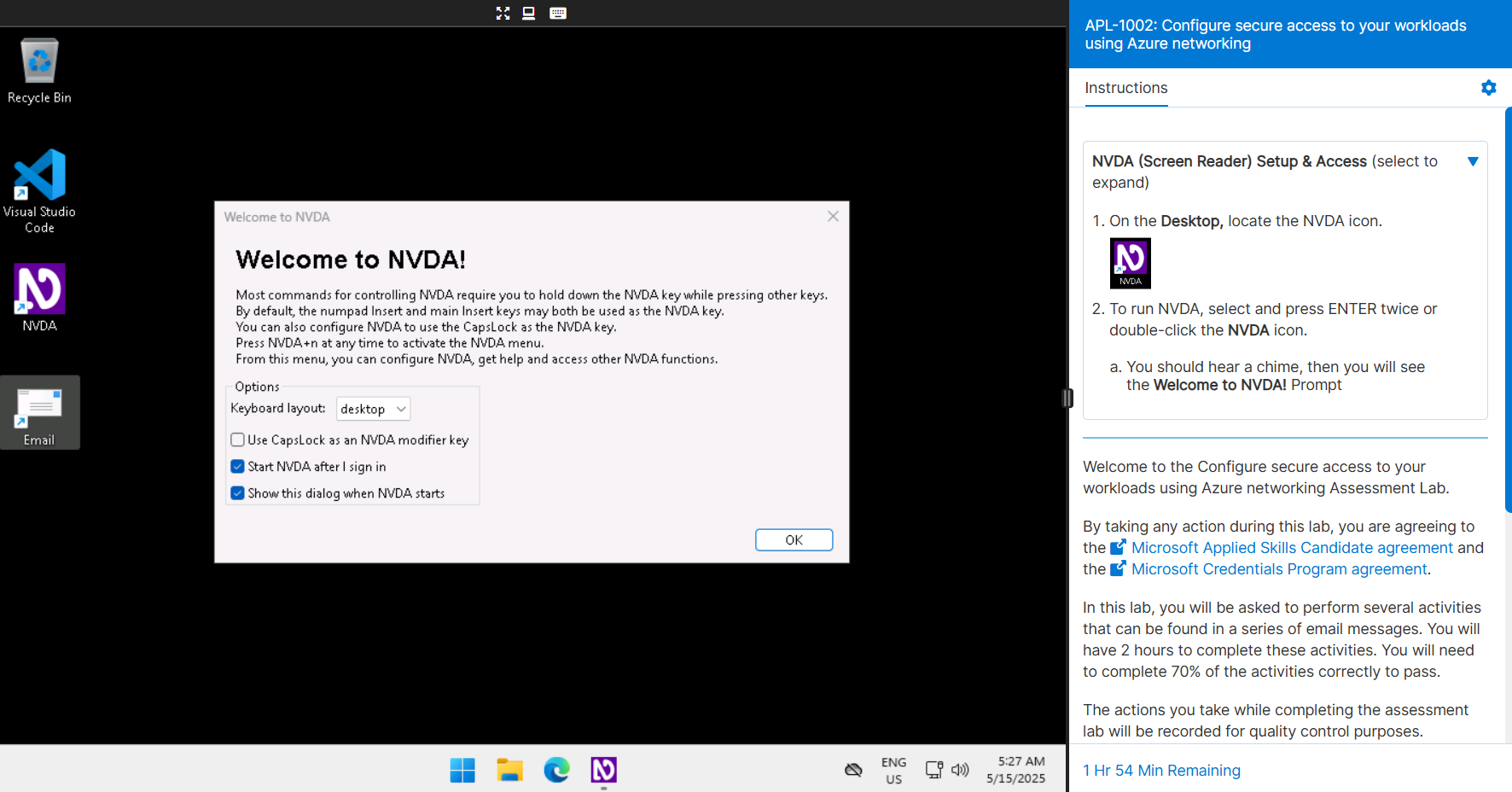 Screenshot of instructions menu