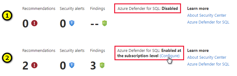 Kontrola stavu Microsoft Defenderu pro SQL v databázích Azure SQL