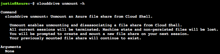 Snímek obrazovky se spuštěním příkazu clouddrive unmount v prostředí Bash