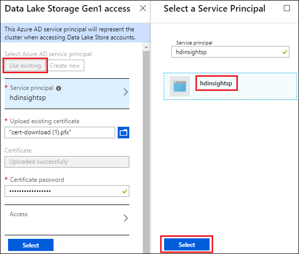 Add service principal to HDInsight cluster