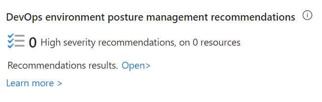 Screenshot of the DevOps environment posture management recommendation card.
