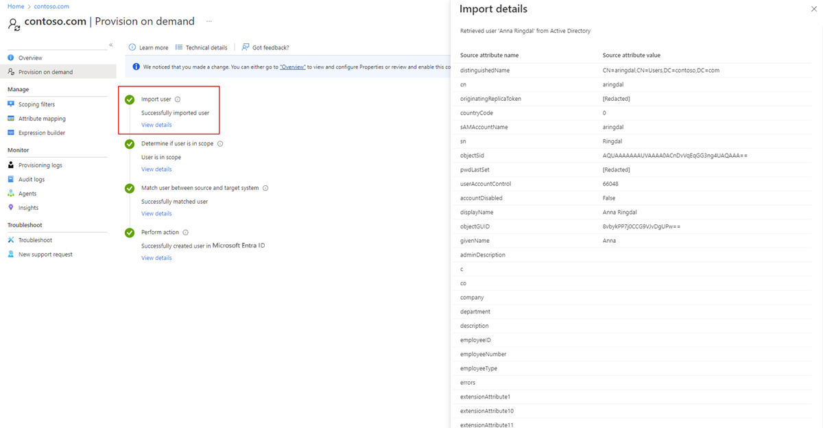 Screenshot of import user.