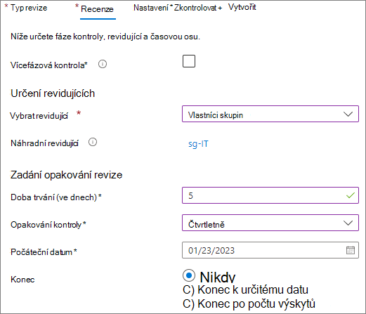 Snímek obrazovky s Microsoft Entra kartou kontroly přístupu
