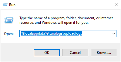Dialogové okno Spustit pro vyhledání výstupu
