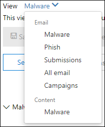 Rozevírací seznam Malware