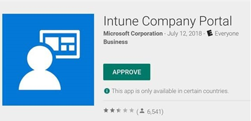 Select Approve in the example Intune Company Portal.