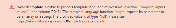 Screenshot of the invalid template runtime error.