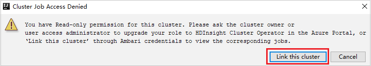 cluster job access denied dialog.