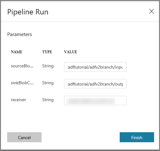 Parametry spuštění pipeline