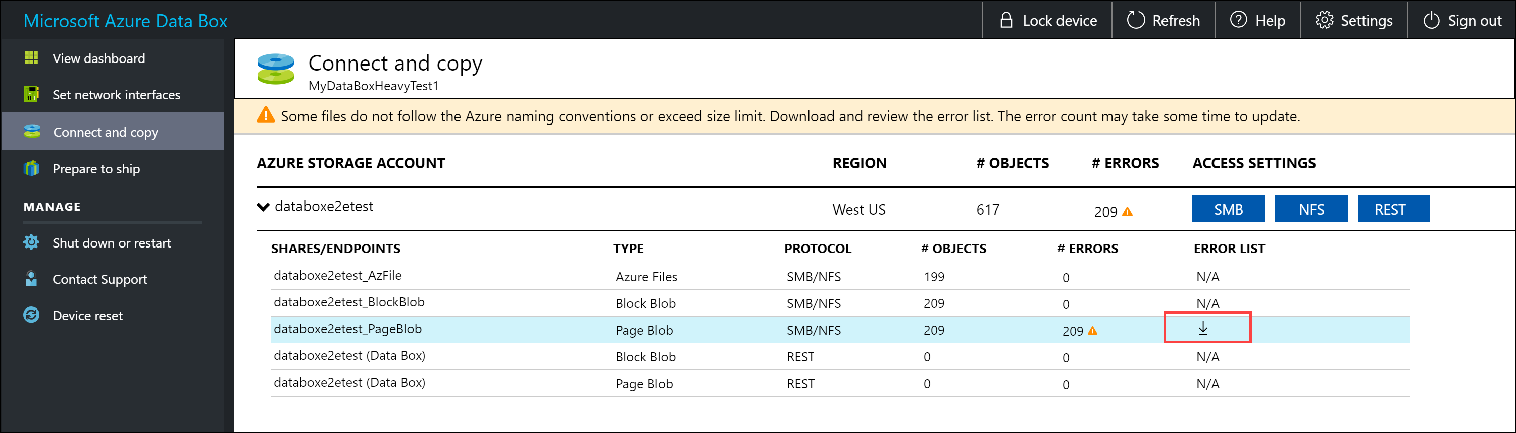 Stažení chybových souborů